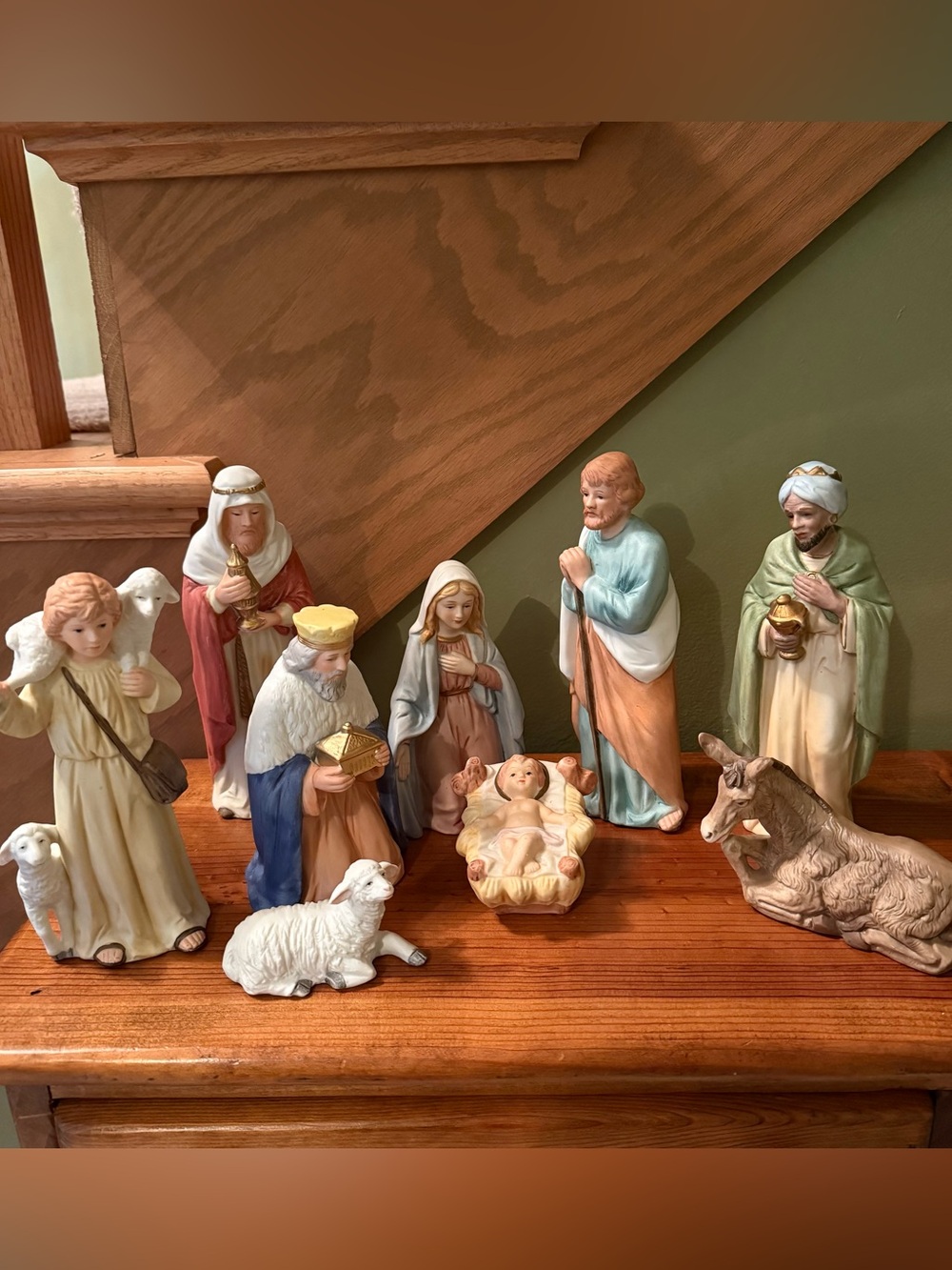 Vintage HOMCO Nativity Set 5260 Bisque Porcelain 9 Pc Christmas Set